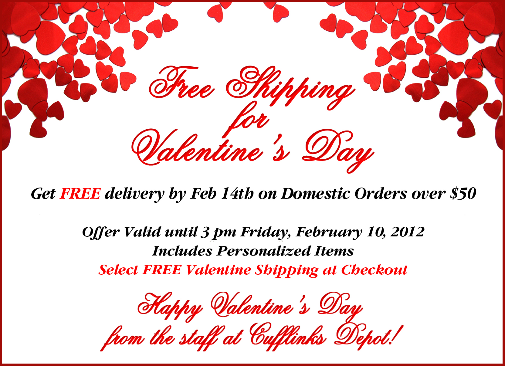 Free Shipping for Valentines Day
